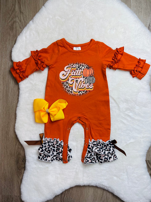 Bowtism Baby Fall Vibes Romper with Matching Bow - Bowtism